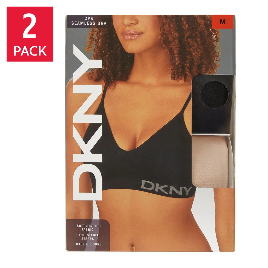 DKNY Women's Seamless Bra, Black (2-Pack)